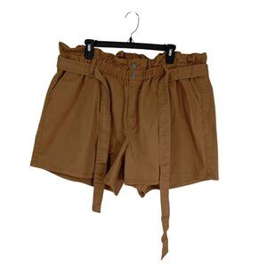 Ava & Viv Shorts 1X  Womens Paperbag Waist Brown With Belt